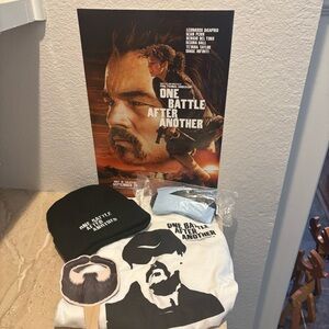 ONE BATTLE AFTER ANOTHER (2025) LOT OF PROMO ITEMS - BEANIE/GLASSES/SHIRT/POSTER